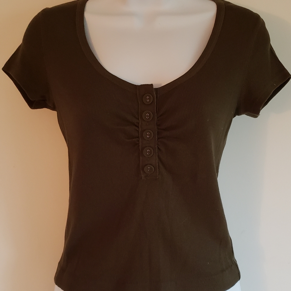 VS TEE SHOP CASUAL DARK GREEN CAP SLEEVE TOP